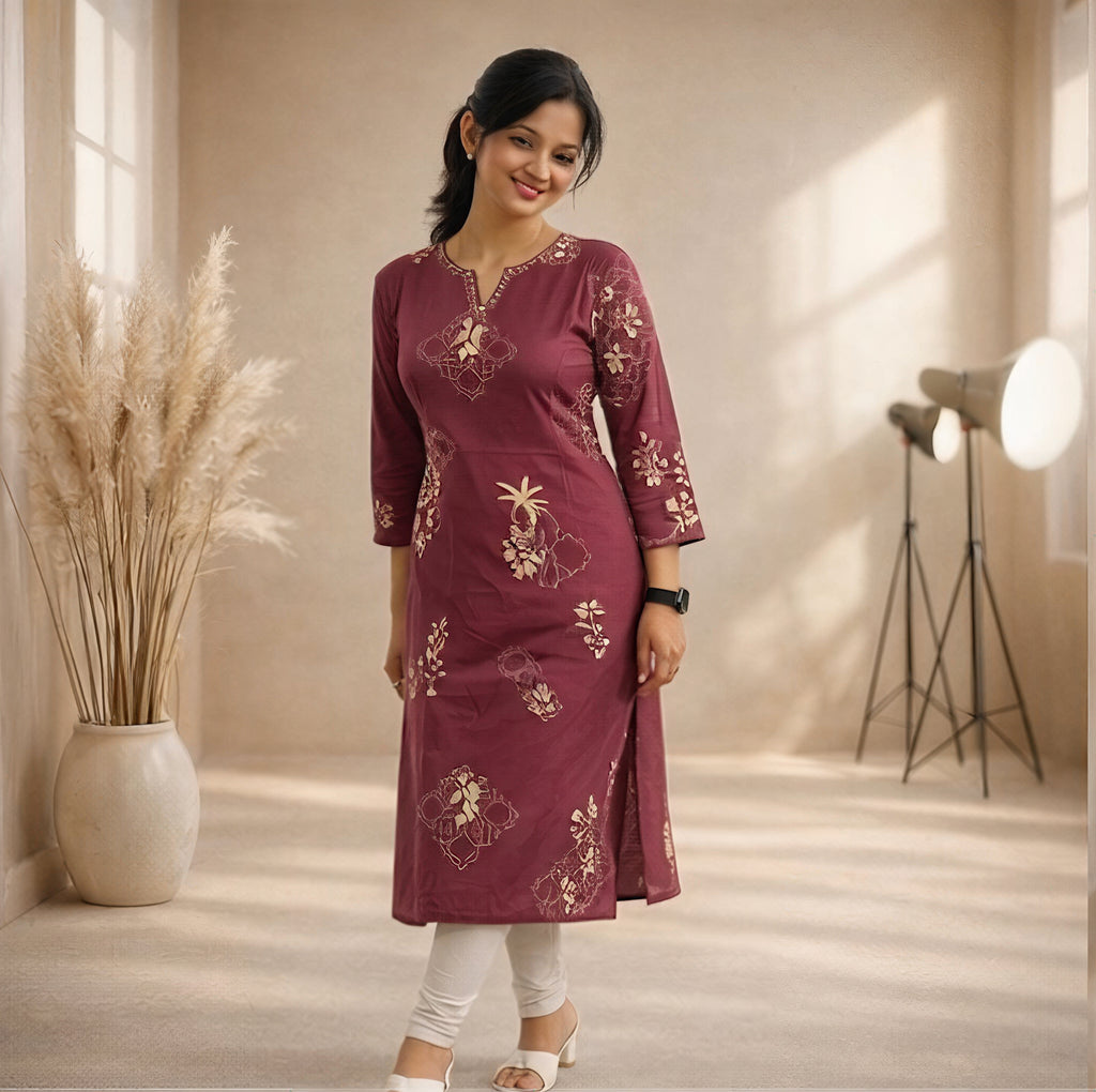 Royal Plum – Geometric Print Kurti