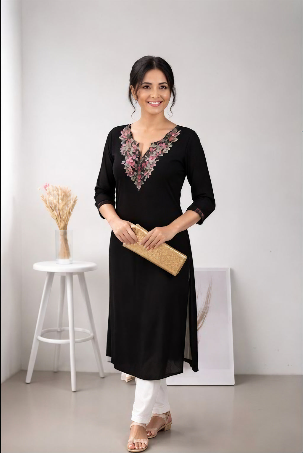 Full length kurta with kadai on neck