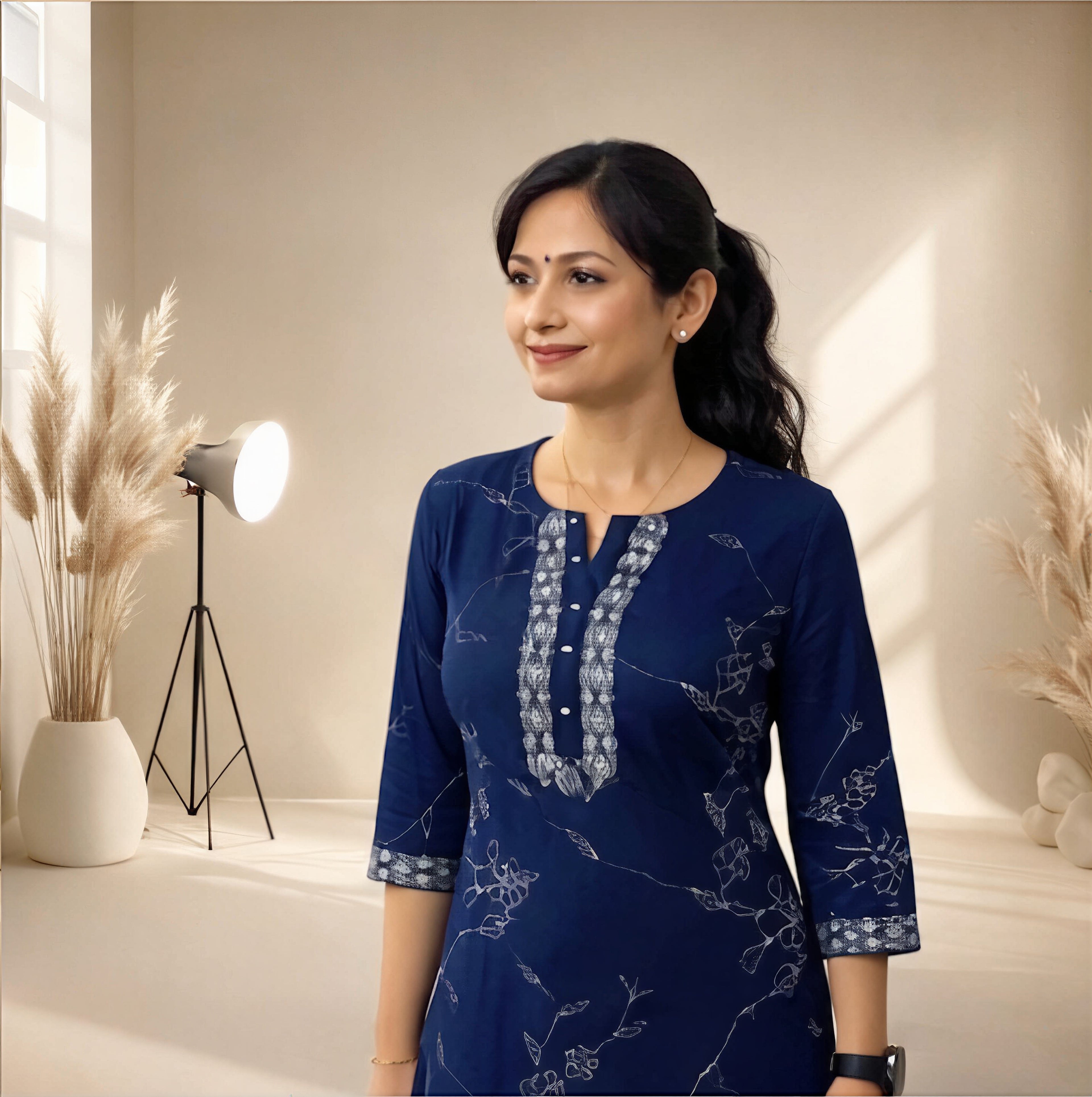 Midnight Indigo – Traditional Printed Kurti