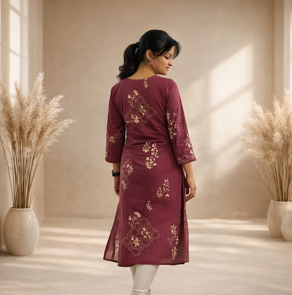 Royal Plum – Geometric Print Kurti