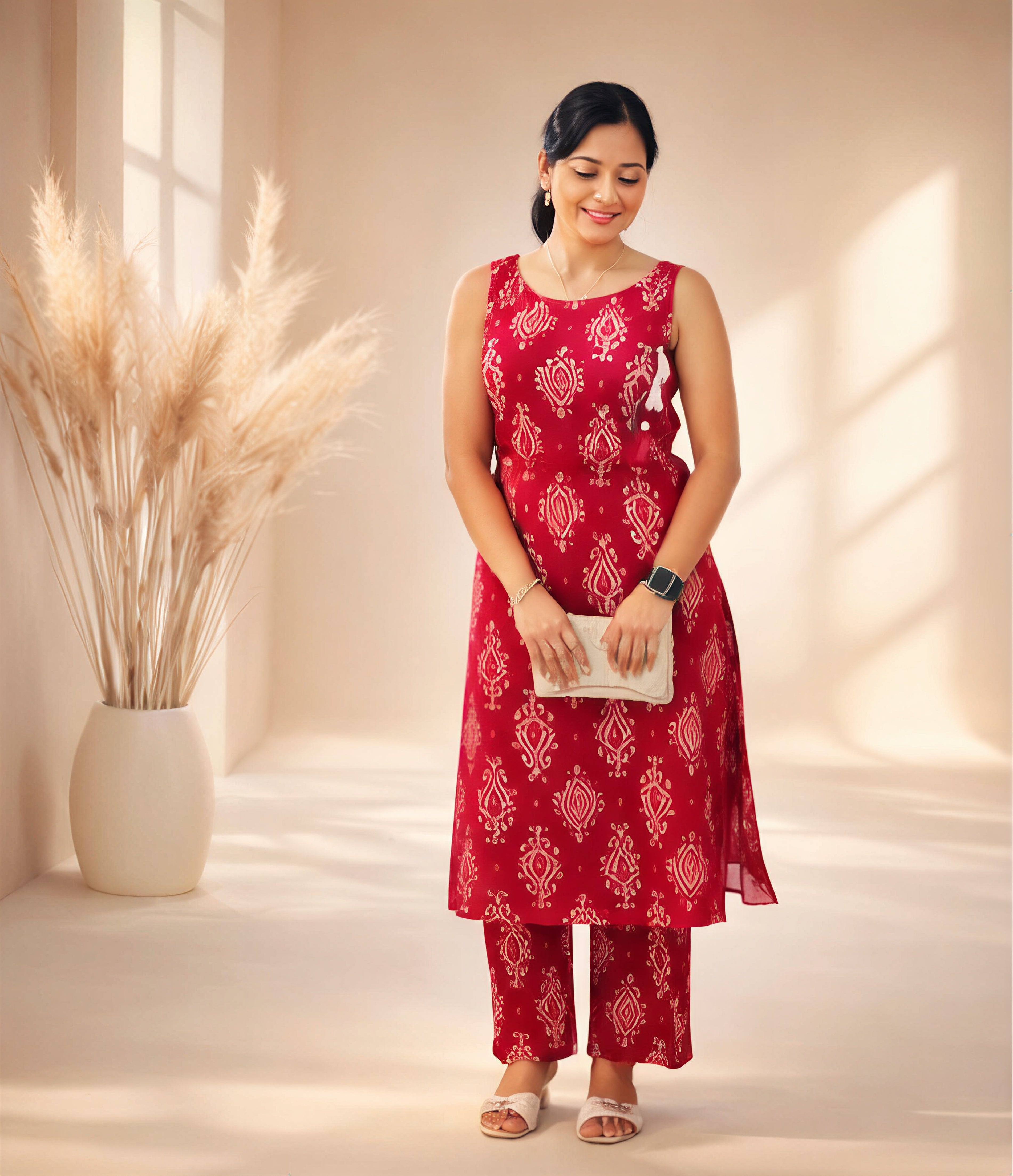 Blush Bloom – Floral Print Ethnic Set