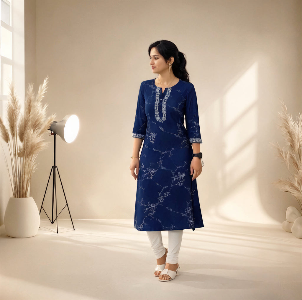 Midnight Indigo – Traditional Printed Kurti