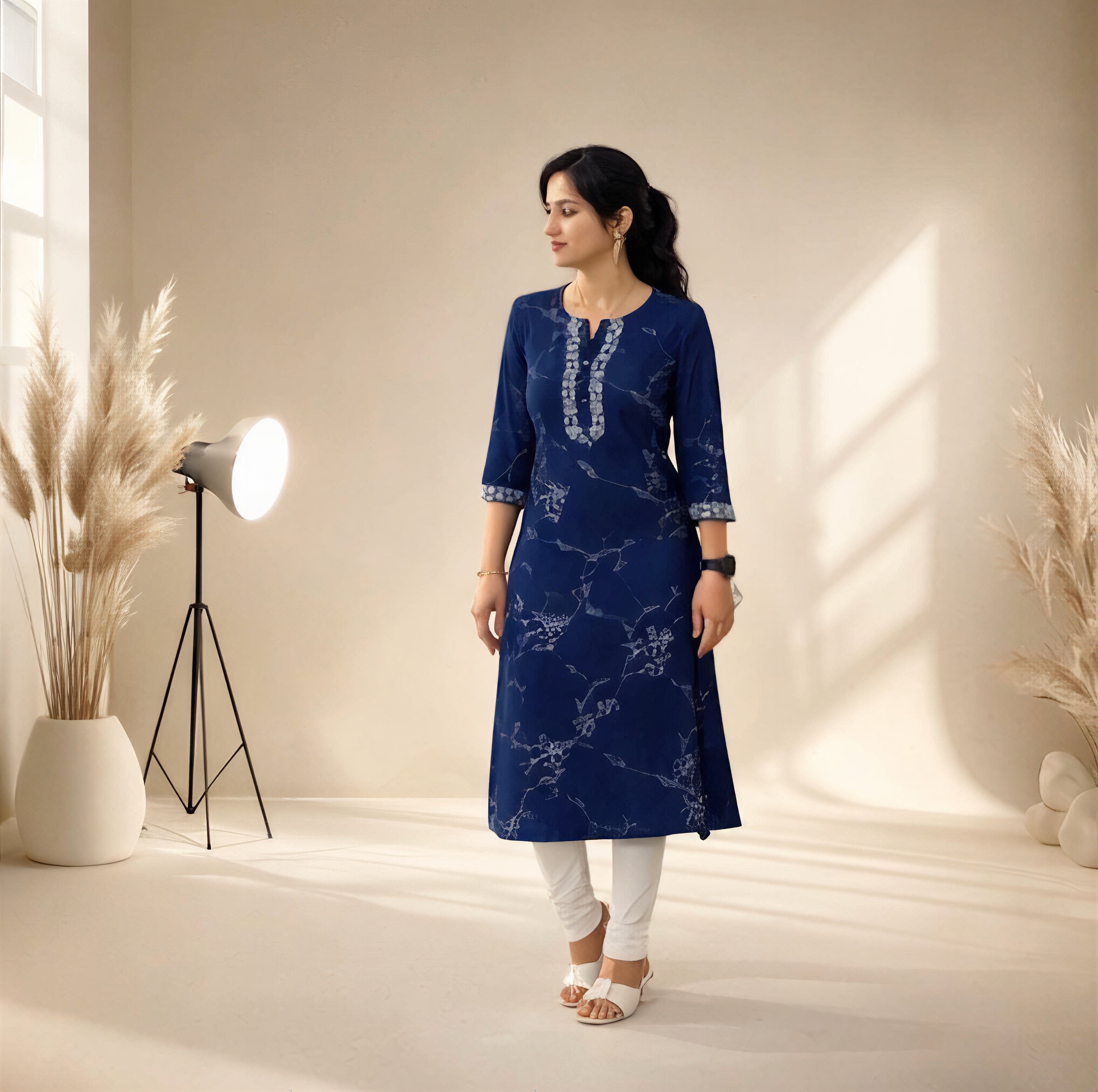 Midnight Indigo – Traditional Printed Kurti