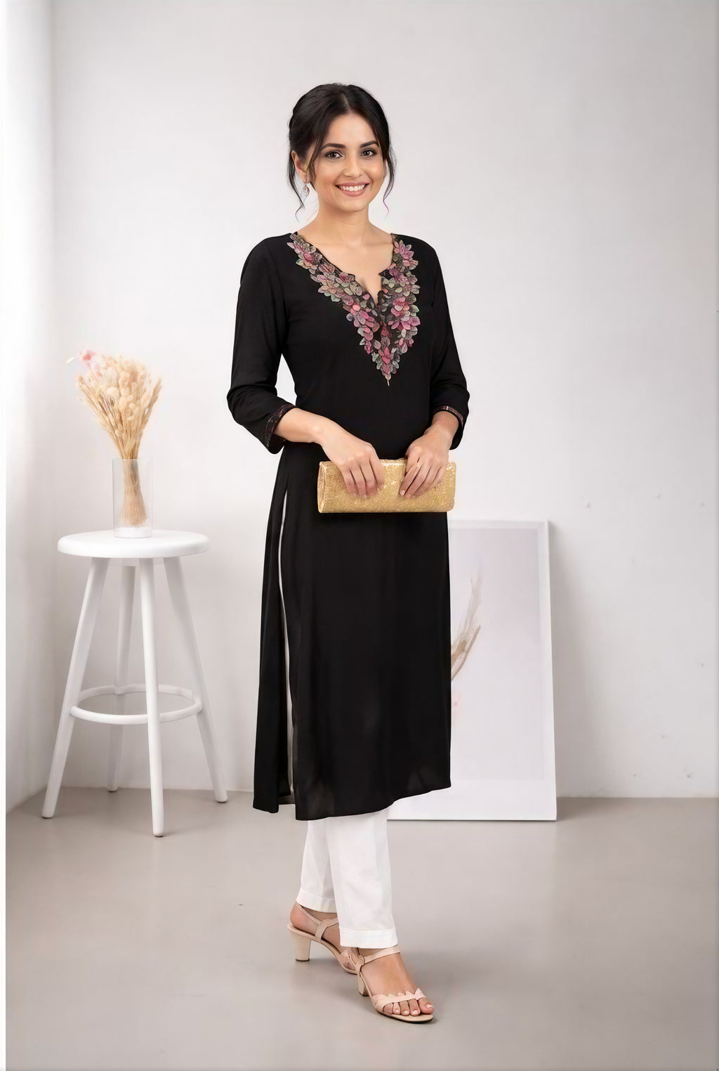 Full length kurta with kadai on neck