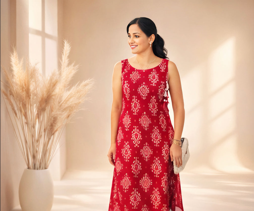 Blush Bloom – Floral Print Ethnic Set