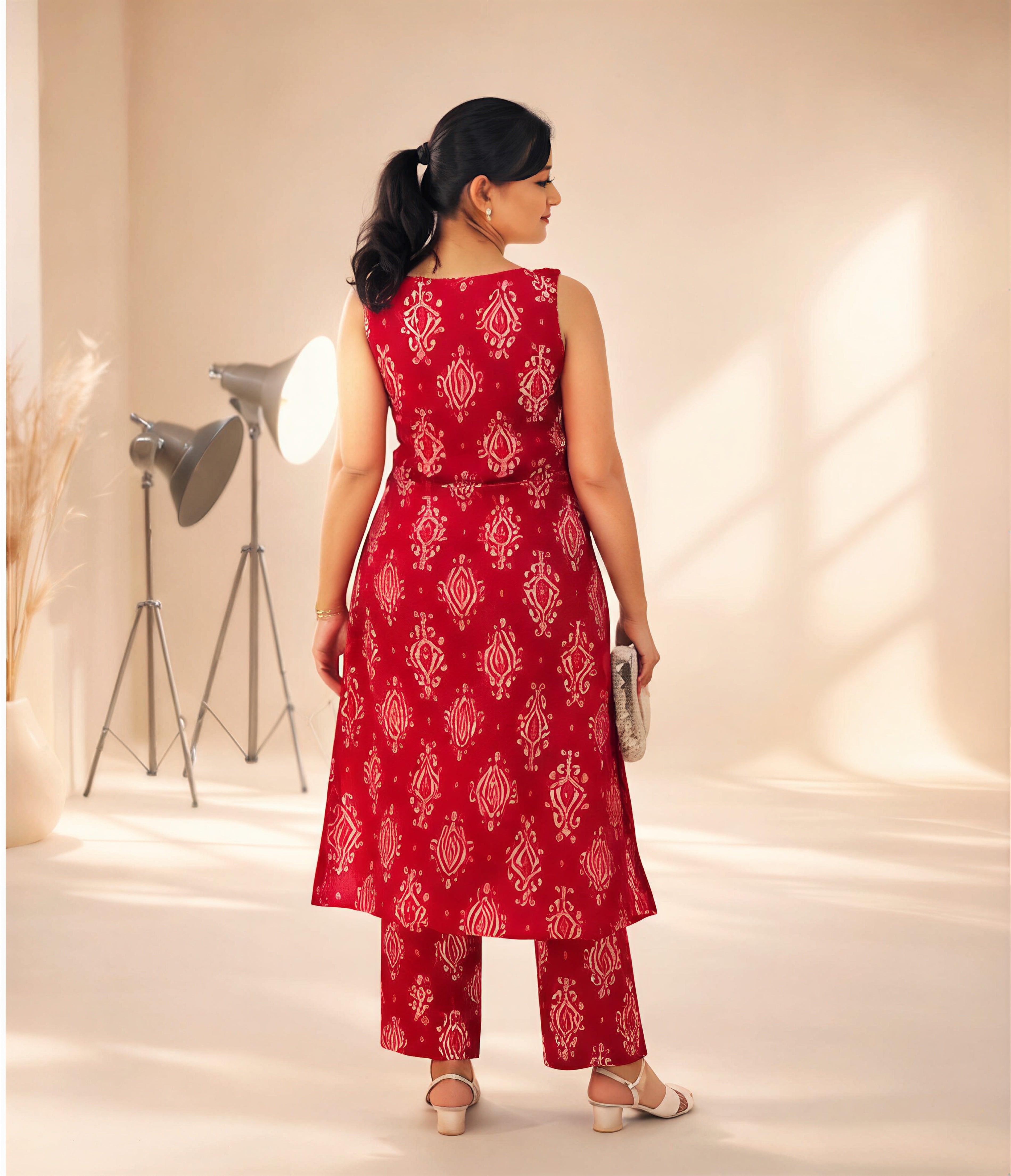 Blush Bloom – Floral Print Ethnic Set