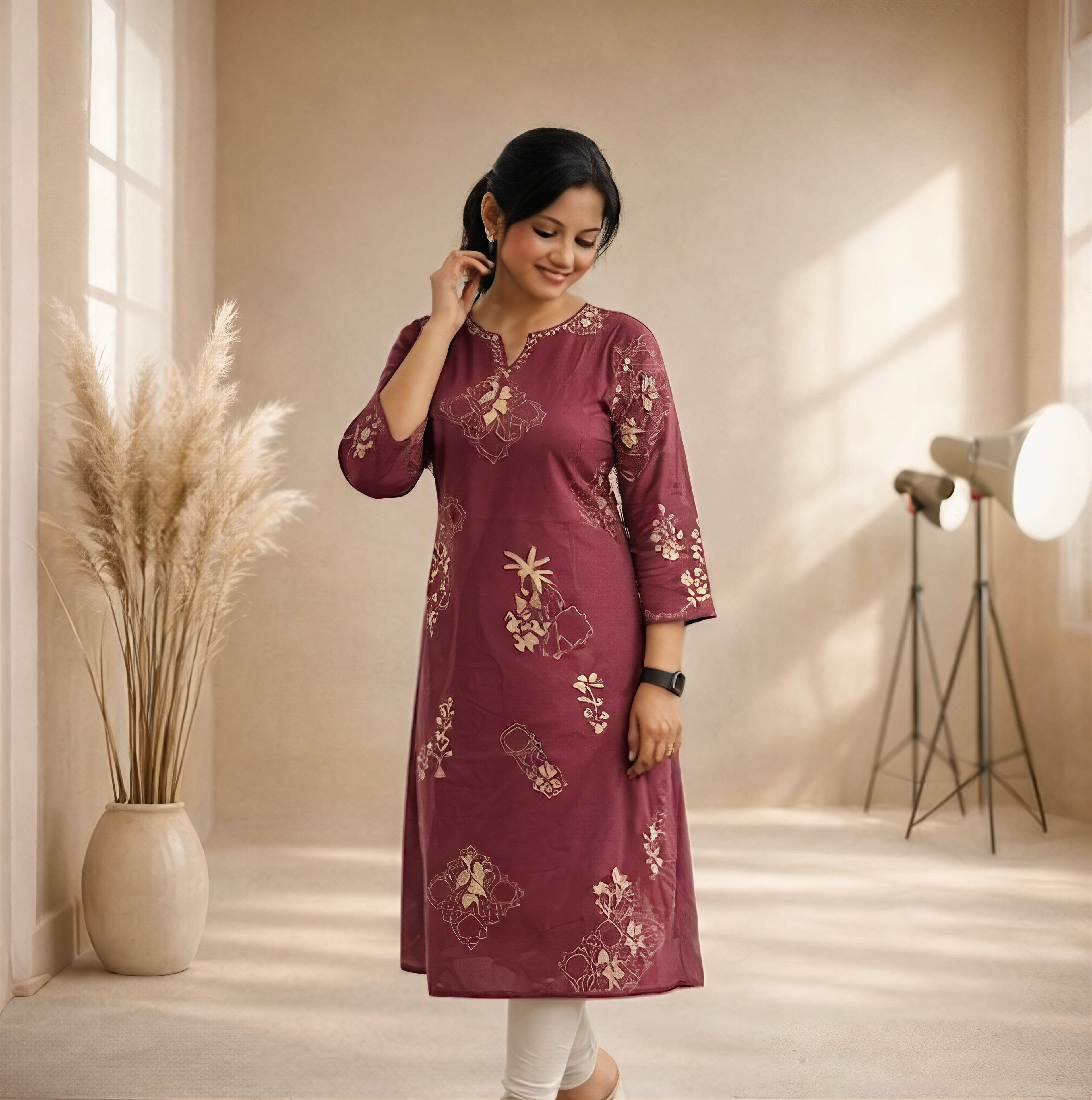 Royal Plum – Geometric Print Kurti