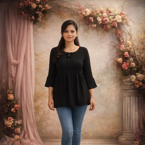 Black cotton short kurti