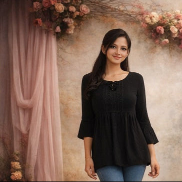 Black cotton short kurti