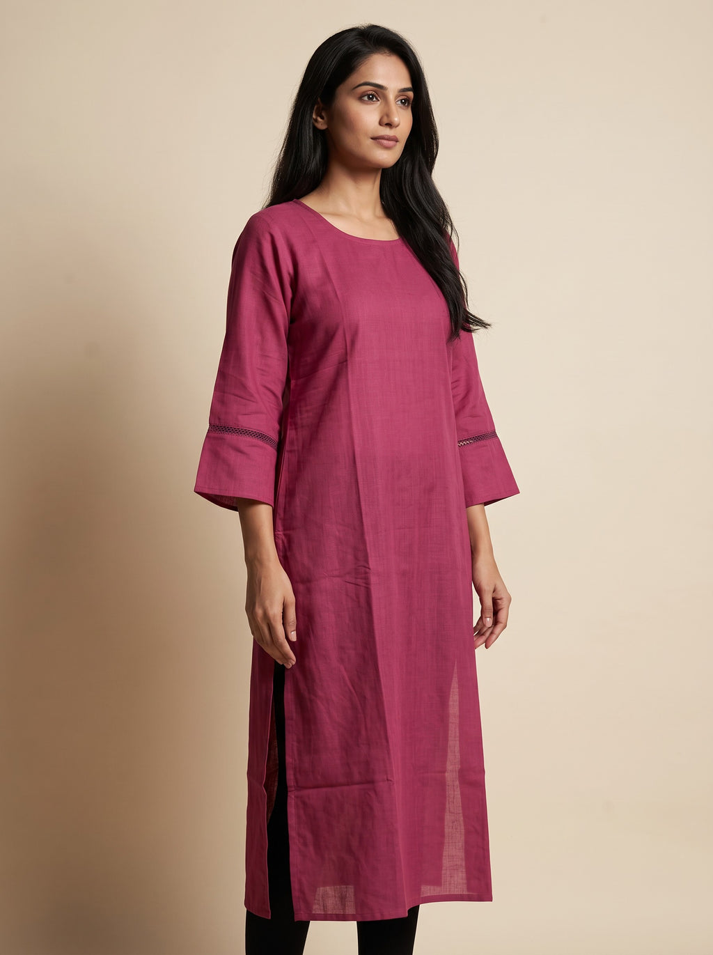 GLAMIRE FASHION Women Pink Solid Rayon Embroidered Kurti – image 4