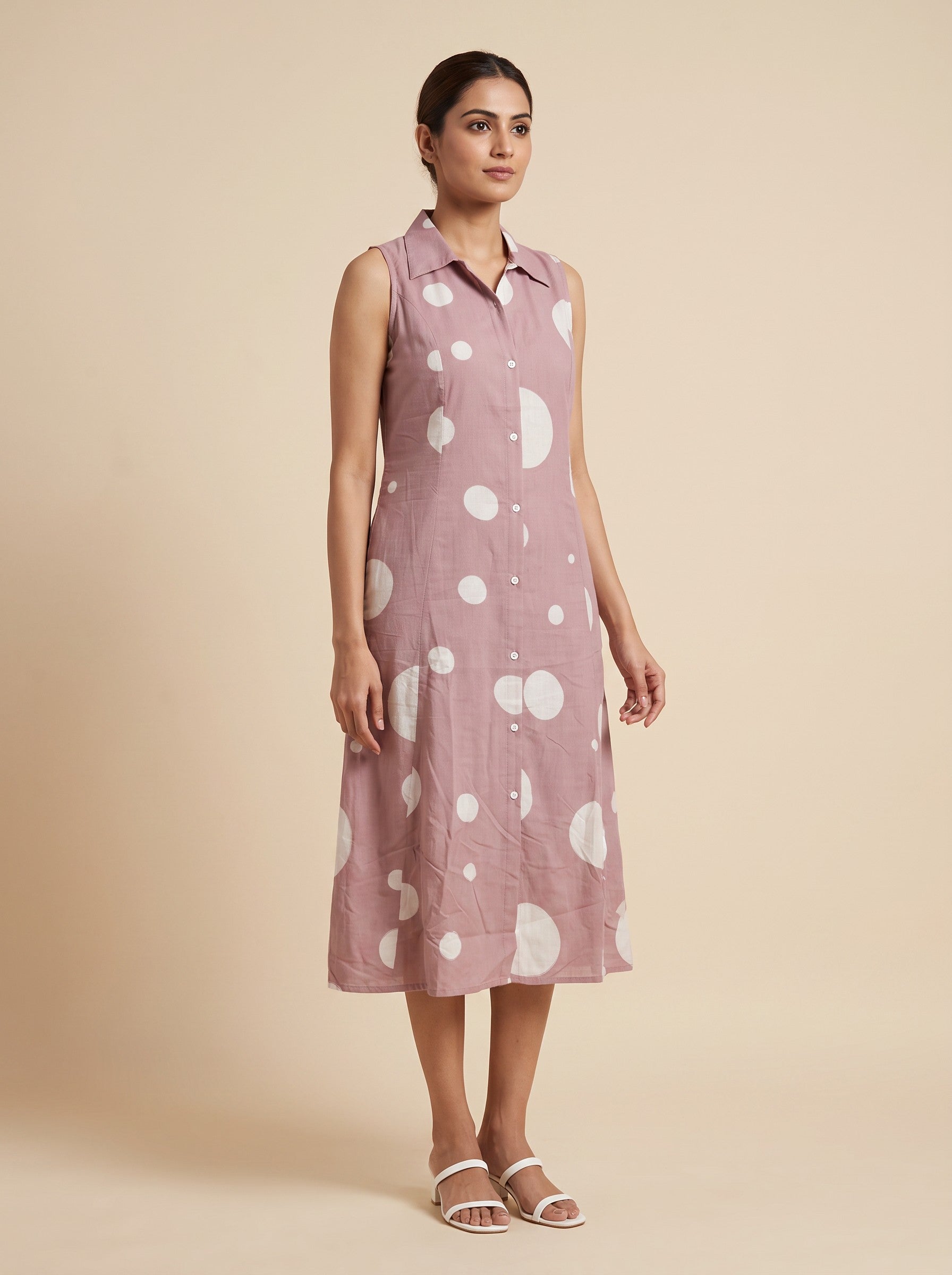 GLAMIRE FASHION Women Plum Printed Sleeveless Collared Kurti – image 1