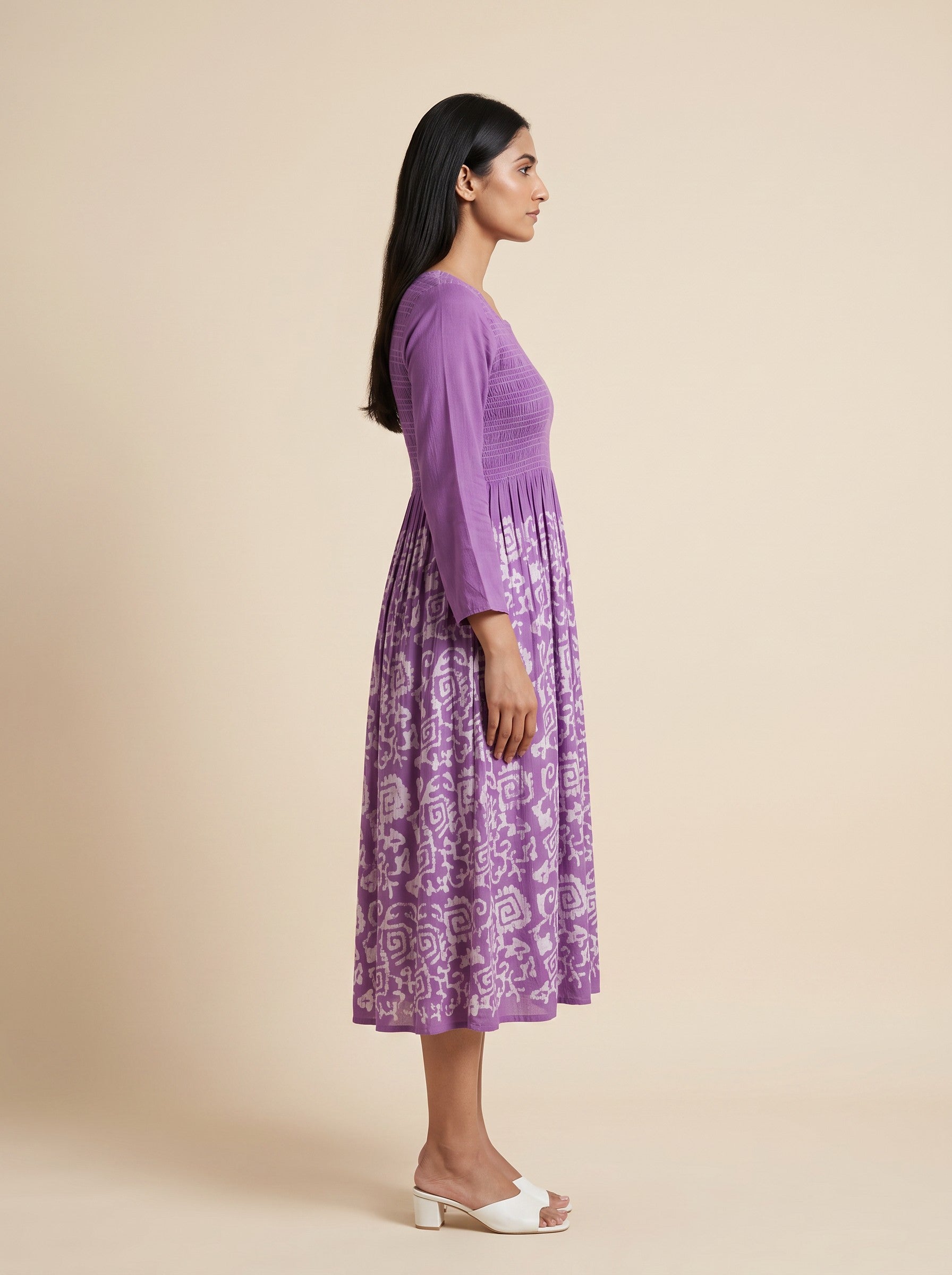 GLAMIRE FASHION Purple Abstract Print Rayon Flared Maxi Dress – image 2