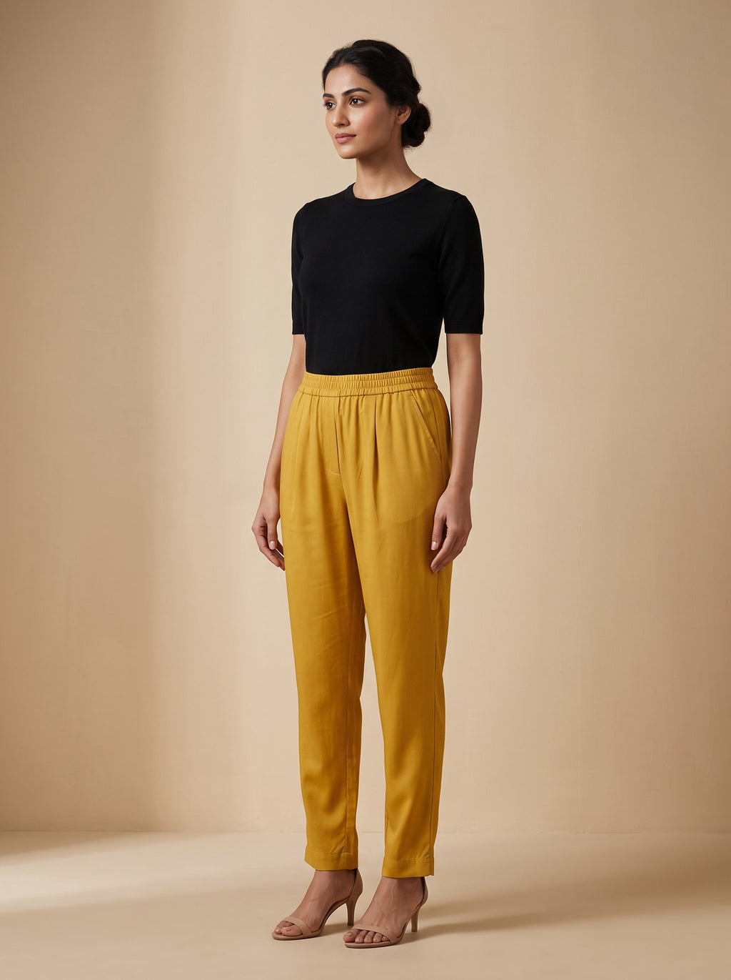 GLAMIRE FASHION Women Yellow Cotton Straight Fit Ankle Length Pants – image 2