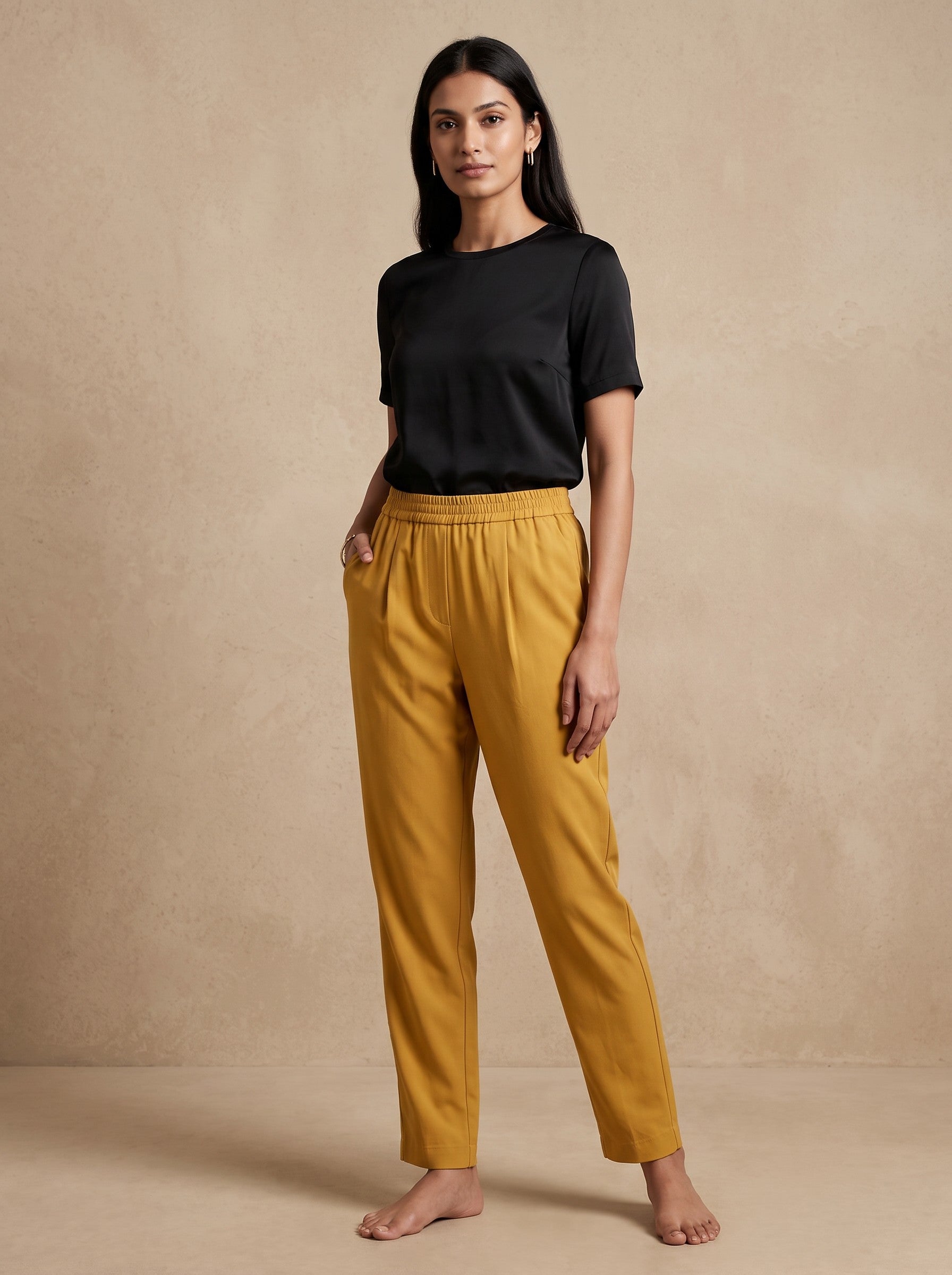 GLAMIRE FASHION Women Yellow Cotton Straight Fit Ankle Length Pants – image 3