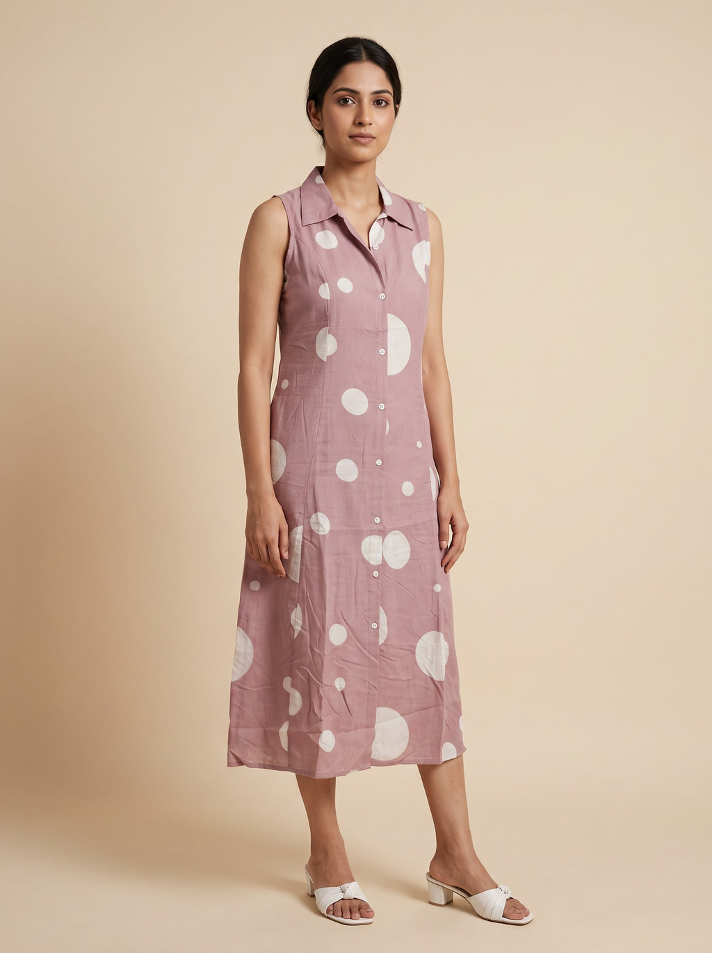 GLAMIRE FASHION Women Plum Printed Sleeveless Collared Kurti – image 3