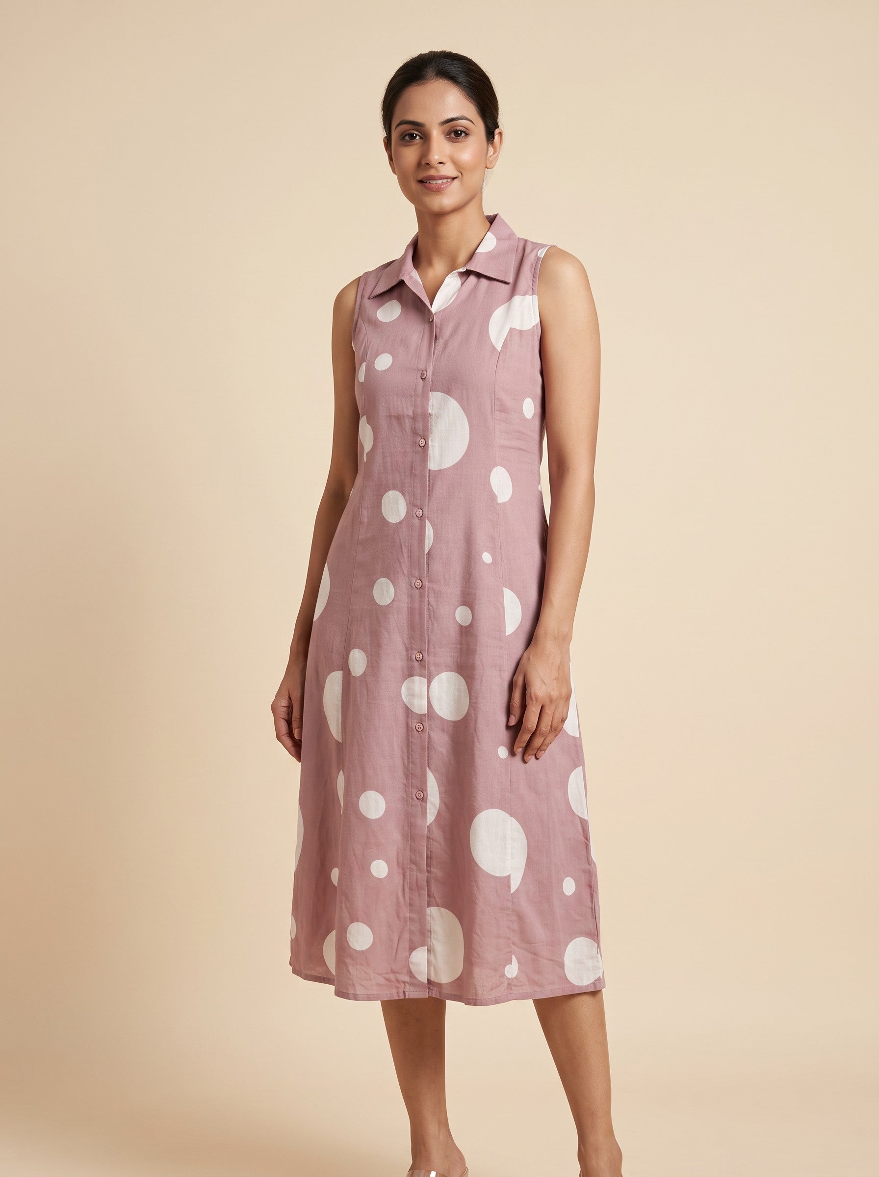 GLAMIRE FASHION Women Plum Printed Sleeveless Collared Kurti – image 4