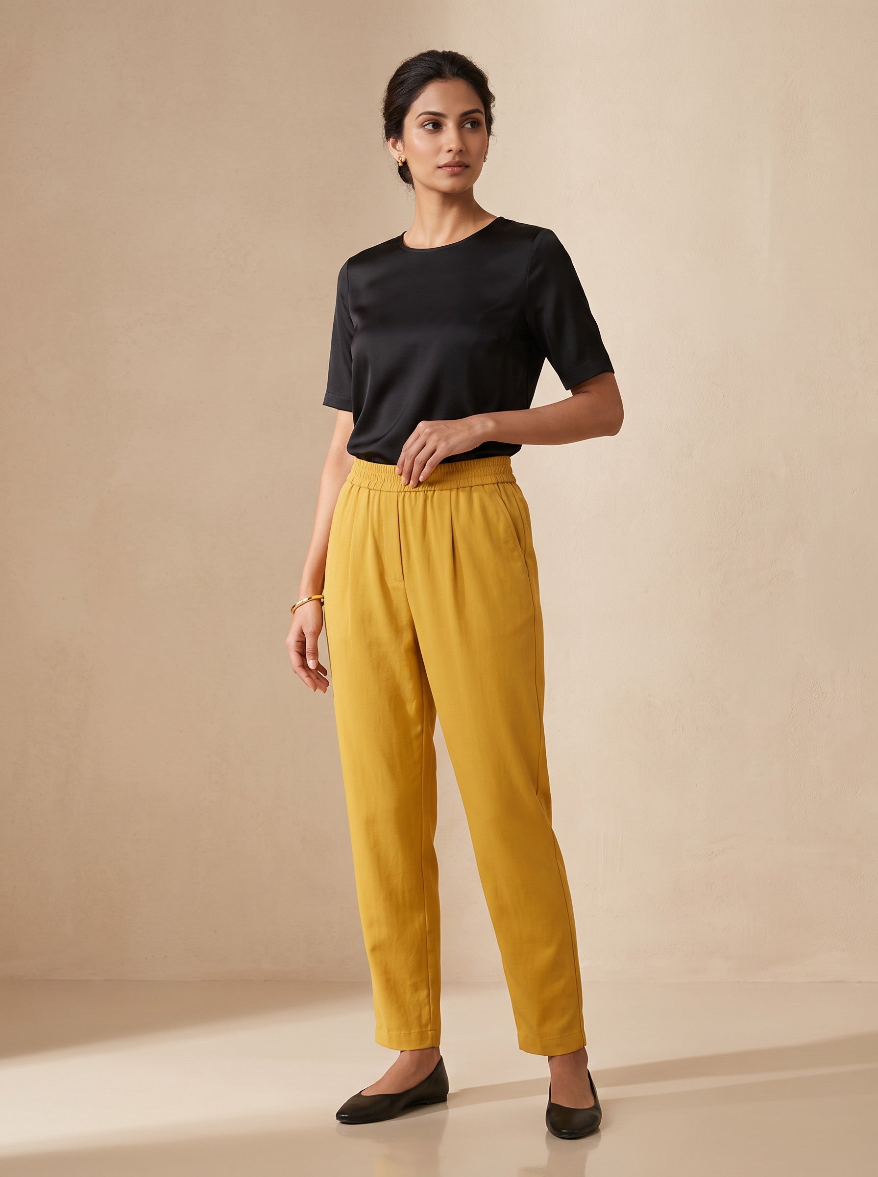 GLAMIRE FASHION Women Yellow Cotton Straight Fit Ankle Length Pants – image 4